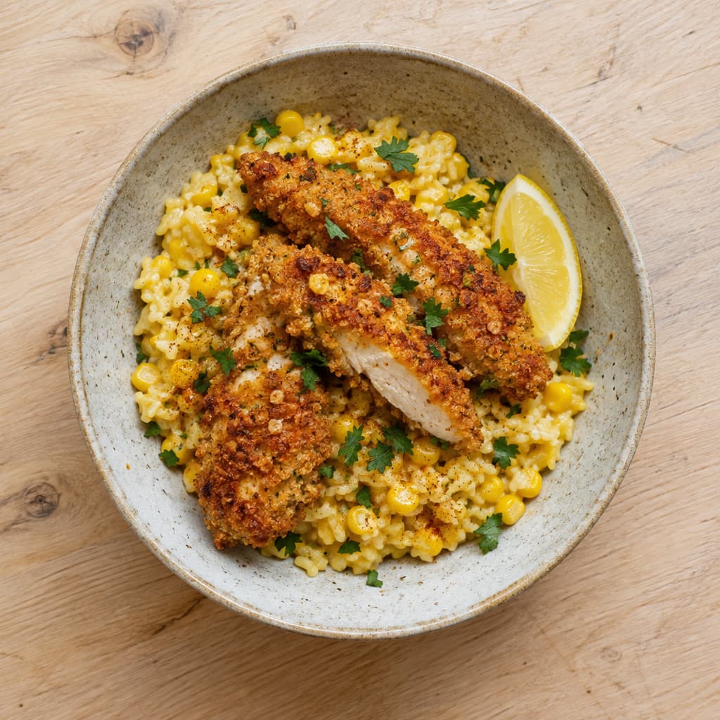 Crispy Chicken Tenders with Buttery Corn Rice — Cheat