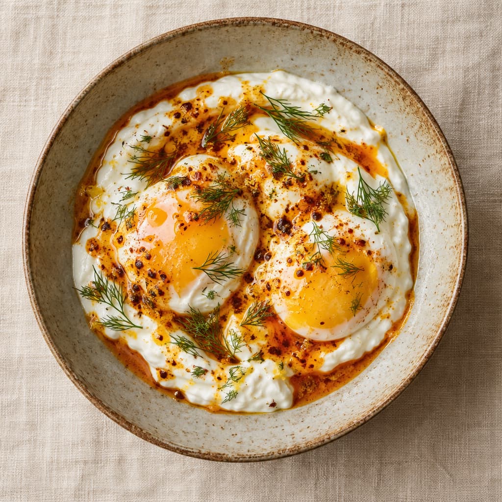 Turkish Eggs with Garlic Yoghurt and Chilli Butter — Dinner