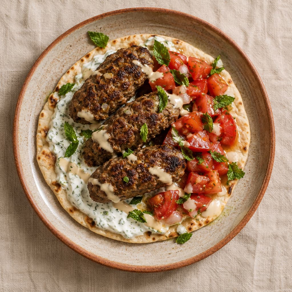 Turkish Lamb Köfte with Herby Yoghurt & Salad — Turkish