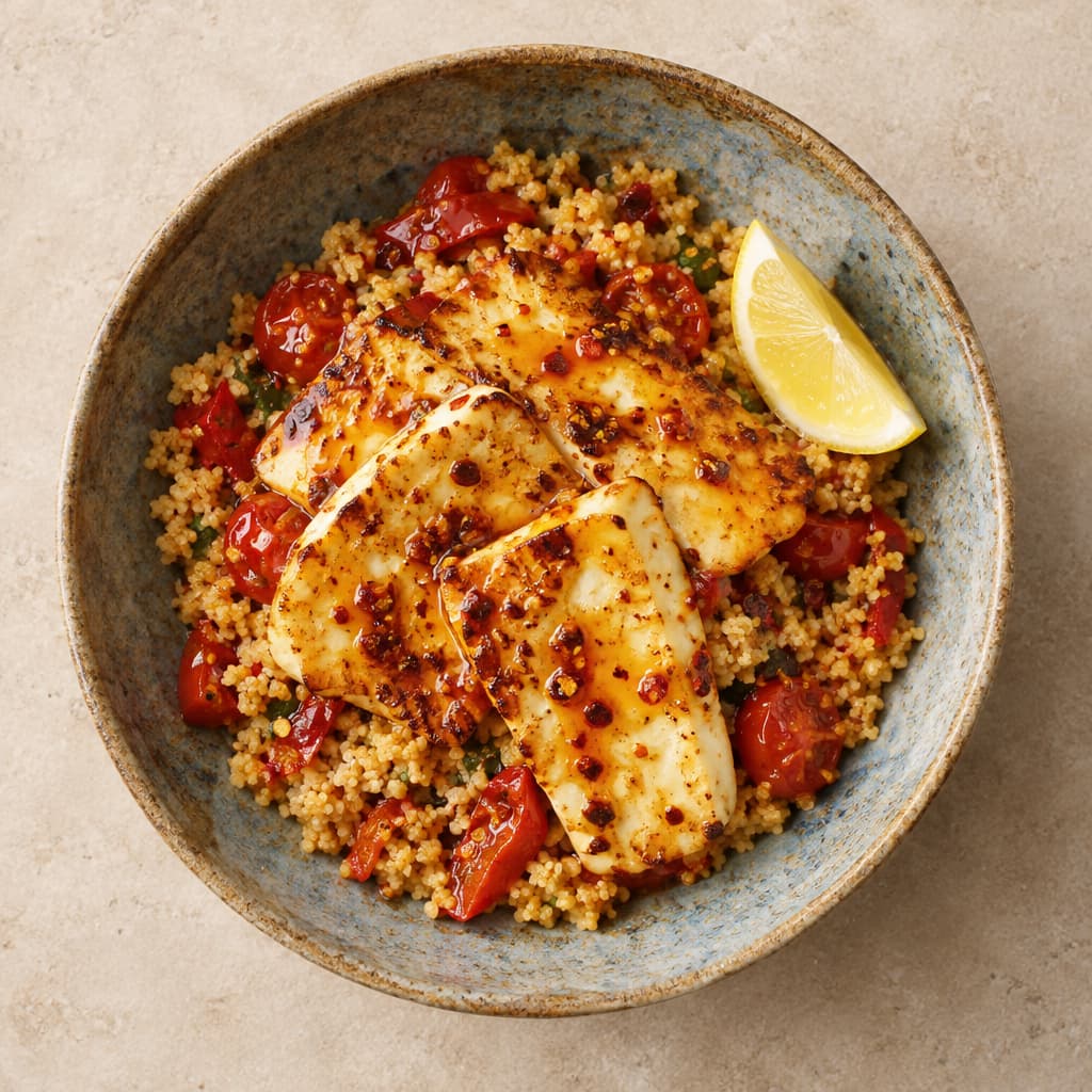 Hot Honey Halloumi Couscous — Modern British