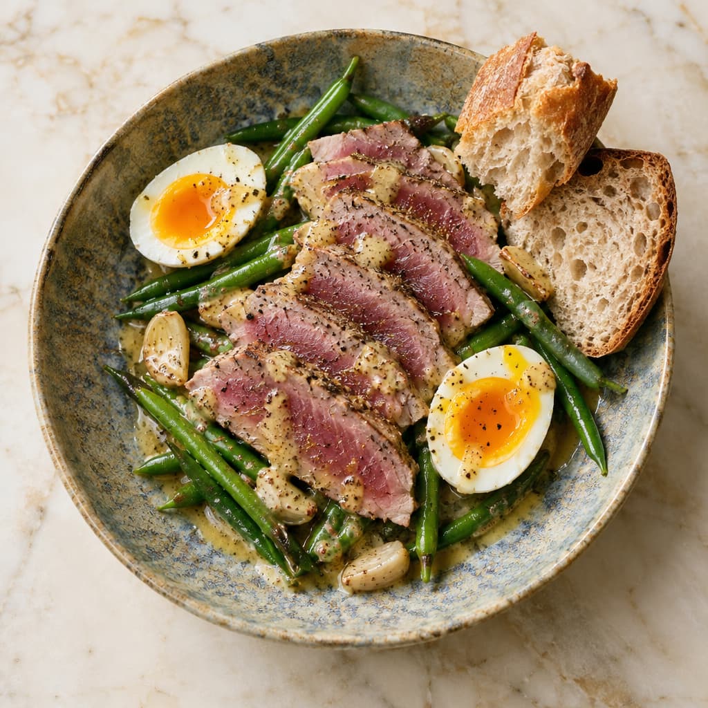Tuna Niçoise with Soft-Boiled Egg & Green Beans — French
